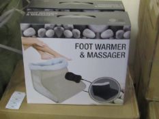 Foot Warmer and Massager, new and boxed in Beige, Features hand held control and Soft Polar fleece