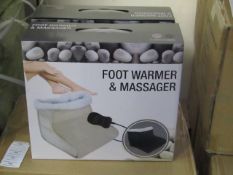Foot Warmer and Massager, new and boxed in Beige, Features hand held control and Soft Polar fleece