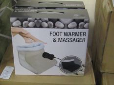 Foot Warmer and Massager, new and boxed in Black, Features hand held control and Soft Polar fleece