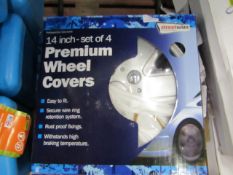 2x Items being; 16inch Premium wheel covers, unchecked and boxed 14inch Premium wheel covers,