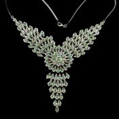 An Amazing High Value - One of a Kind - Natural Brazilian Emerald Necklace, set with 218 round cut