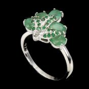 This Stunning Natural Brazilian Emerald Ring is set with 5 x Oval cut & 23 Round cut natural