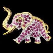 A very cute Natural Ruby Brooch in the shape of an Elephant, this brooch in Unique - Bespoke - One