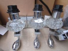 3x Chelsom Chrome wall lights with LED reading light built under, ex display