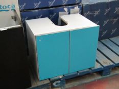 Villeroy & Boch frame to frame wall hung vanity unit, W550 x H425 x D395mm - blue. Boxed.