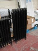 6 Section 2 column cast iron radiator W440 x H940 x D190mm - black. Refurbished & tested to 6 bars