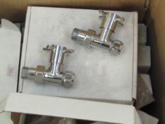 Pair of chrome triangle radiator valves. New & boxed.