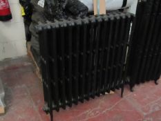 Victoriana 14 section cast iron radiator with black finish, new and pressure tested to 6 Bar, stats:
