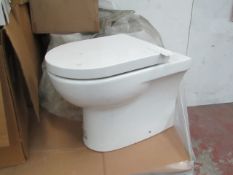Laufen Life back to wall toilet pan, comes with matching toilet seat. Both new.