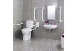 Roca Laura White Access Disabled toilet Grab rail set with built in toilet roll holder, new and