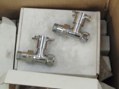 Pair of chrome triangle radiator valves. New & boxed.