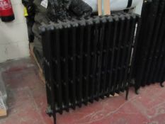 Victoriana 14 section cast iron radiator with black finish, new and pressure tested to 6 Bar, stats: