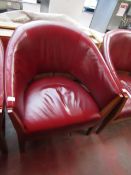 Red leather comfy chair.