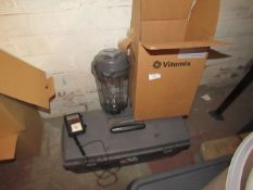 2x Items being a Vitamix blender jug (jug only) and a tool box with contents including a food probe