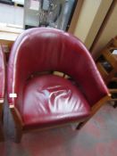 Red leather comfy chair.