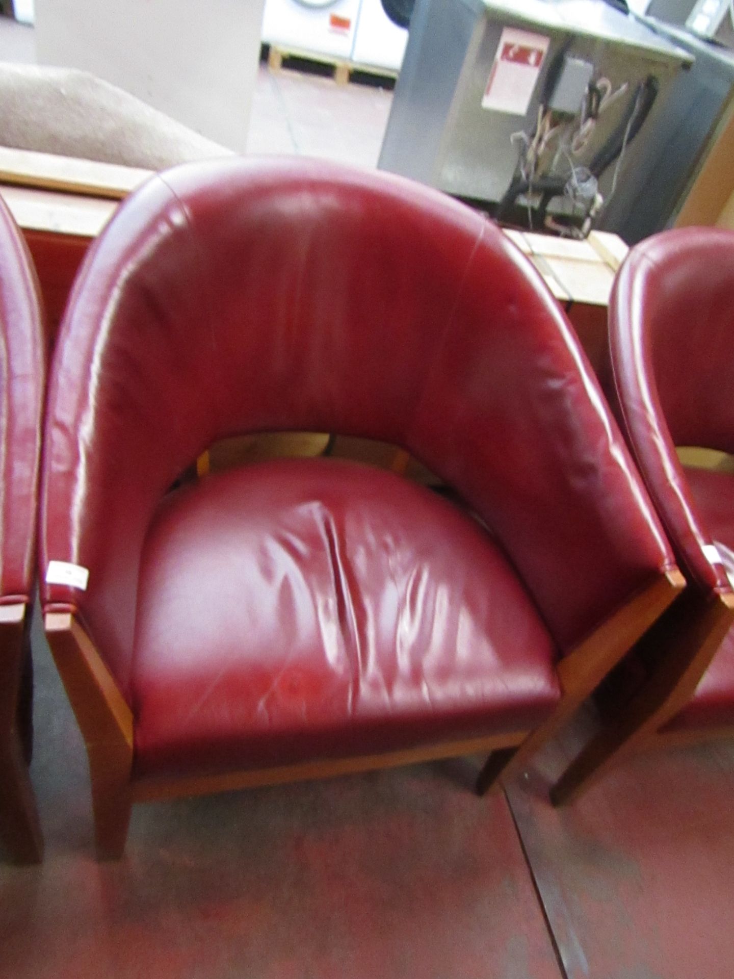 Red leather comfy chair.