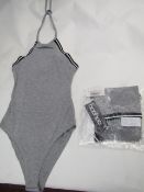 2 x boohoo Grey Petite Cathy Sports Rib Bodies size 6 new with tags