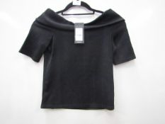 New Look Varigated Rib Bardot Black Top size 8 new with tags