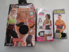 3 items being Hot Shapers Hot Belt size M packaged & Miss Belt Instant Hourglass Shape size S-M
