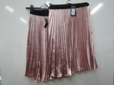 2 x New Look Pink Satin Pleat Midi Skirts size 4 new with tags