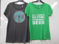 2 items being Ladies Slogan T Shirt size L new & Ladies Stella Stanley T Shirt size XL new