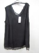 Dorothy Perkins Ladies Black Lace Trim Top size 22 RRP £24 new with tag
