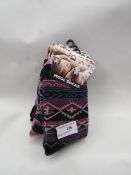 3 x pairs of Ladies Wool Rich Design Socks size UK 4-7 new & packaged