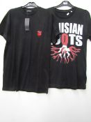2 x Mens T Shirts being 1 x New Look Men's Cherry T Shirt size M new with tags & 1 x Black Slogan