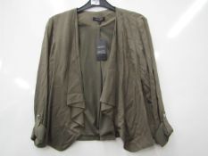 New Look Waterfall Popper Sleeve Blazer in Olive Green size 10 new with tags