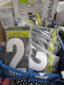 Approx  18 PKS of 25 various white self adhesive numbers