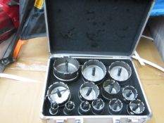 12 piece hole saw set in metal carry case, all complete with its own arbour, new