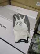3 packs of nitrile coated work gloves , in packaging