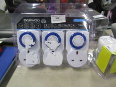 Daewoo Electricals 24 hour mechanical timers, untested and packaged.