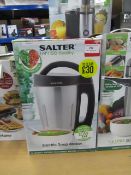 Salter electric soup maker, powers on and boxed.