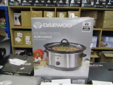 Daewoo 3.5L stainless steel slow cooker, tested working and boxed.