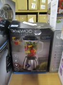 Daewoo Electricals glass jug blender, tested working and boxed.