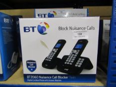 BT3560 Pair of digital cordless phones with answer machine & nuisance call blocker. Unchecked &