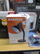 Status Palma desk lamp, untested and boxed.