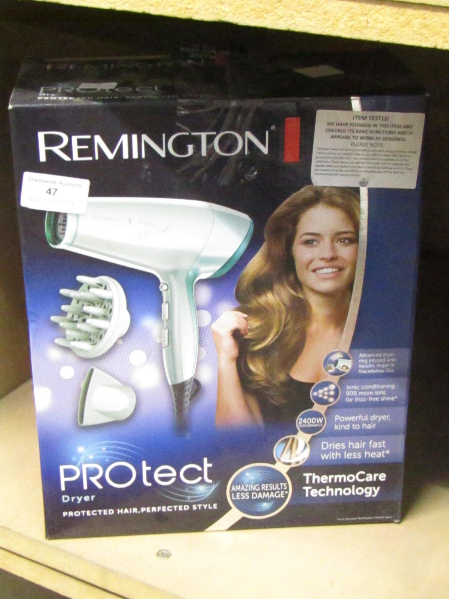Remington PROtect dryer with thermocare technology. Tested working & boxed.