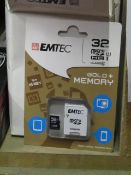 Emtec Gold+ Mememory 32gb micro SD card with standard SD card adapter. New in packaging.
