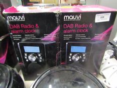 2x Mouvi DAB radio and alarm clock, both untested and boxed.
