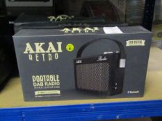 Akai Retro portable DAB radio, untested and boxed.