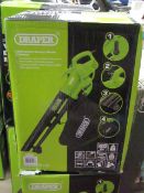 Draper 230v garden vacuum, blower and mulcher, tested working and boxed.