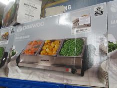 Daewoo Electrical 3 section buffet server / plate warmer. Tested working & boxed.