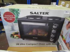 Salter 28L compact oven with hobs, tested working and boxed.