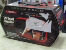 Dream vision virtual reality headset for use with compatible smart phones. Unchecked & boxed.