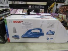 Bosch 2400w steam iron, powers on and boxed.