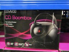 5x Mouvi CD boomboxes, all untested and boxed.