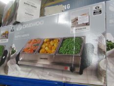 Daewoo Electrical 3 section buffet server / plate warmer. Tested working & boxed.