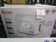 Swan Retro Teasmade tea maker, powers on and boxed.